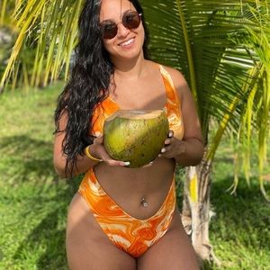 Naked Wardrobe Orange Marble One Piece with Sarong